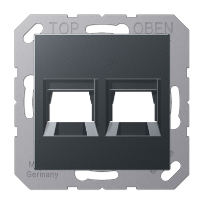 Jung A1569-25WEANM cover (latched) for modular jack sockets 2-way, EMT, AMP, MTRJ, thermoplastic painted, series A, matt anthracite