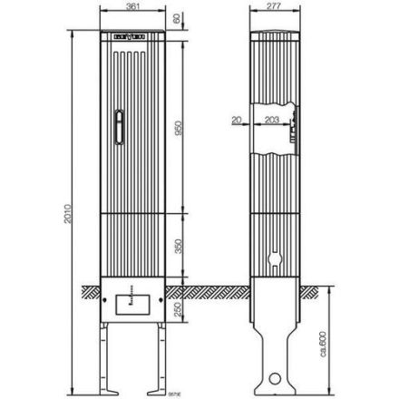 ABN SL202P meter column including mounting plate and base