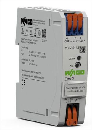 Wago 2687-2142 Eco 2 1-phase DC 24 V 1.25 A DC-OK LED power supply