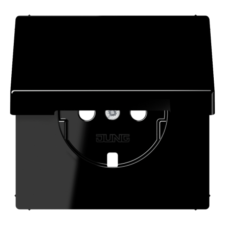 Jung LS1520KLPLSW central plate for SCHUKO® sockets, hinged cover, Duroplast, LS series, black