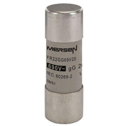 Mersen P211038J FR22GG69V20 20A gG AC400-690V 22x58 cylindrical fuse link