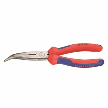 Knipex 2622200 flat round nose pliers 200mm curved + cutting edge, 40° angled jaws
