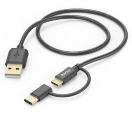 Hama 201533 2in1 Multi, 1 m, black USB charging cable