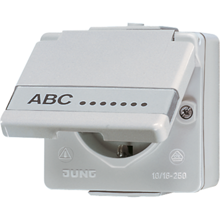 Jung 620NAW SCHUKO® socket, 16 A 250 V ~, with label field, IP 44, WG 600