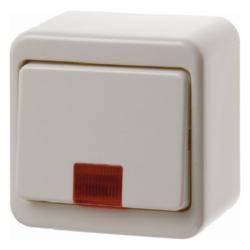 Berker 301640 control rocker switch with red lens white surface-mounted