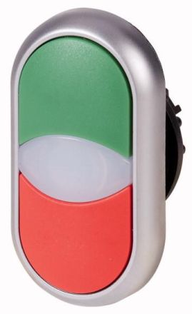 Eaton M22-DDL-GR double pushbutton, + indicator light, green/white/red, 216698