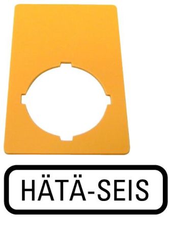 Eaton M22-XZK-SF99 sign, EMERGENCY STOP, yellow, H x W = 50 x 33 mm, HÄTÄ-SEIS , 216477