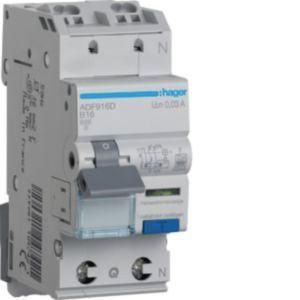 Hager ADF916D 1P+N 6kA B-16A 30mA Type F residual current circuit breaker