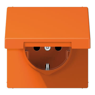 Jung LS1520BFKLO SCHUKO socket, 16 A 250 V ~, hinged cover, thermoplastic, LS series, orange (for ZSV)