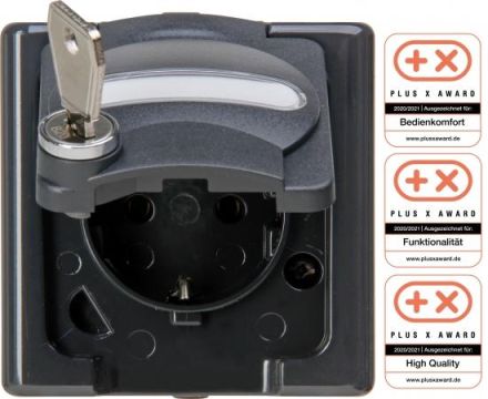 Kopp 103573003 AP-FR Std1f.Schl.17 BlueElectric anthracite protective contact socket