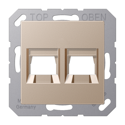 Jung A1569-25WECH cover (latched) for modular jack sockets 2-way, EMT, AMP, MTRJ, thermoplastic painted, series A, champagne
