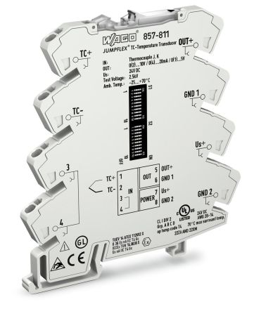 Wago 857-811 TC sensors 24V DC temperature measuring transducer