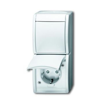 Busch-Jaeger 2601/6/20 EBW-54 combination SCHUKO® socket, with rocker switch, with increased contact protection alpine white