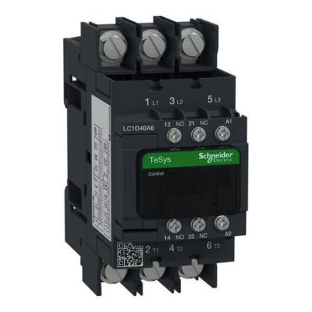 Schneider Electric LC1D40A6U7 3p 40A 240V 50/60HZ 1S1OE contactor