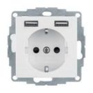 Berker 48031909 ZP socket 1f poles with USB UP horiz IP20