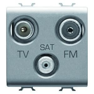 Gewiss GW14382 2M attenuation 0dB titanium TV+FM+SAT socket