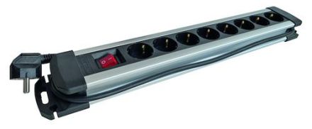 PROTEC.class 05105889 PDSLAS 8a/s 8f with switch alu/black power strip