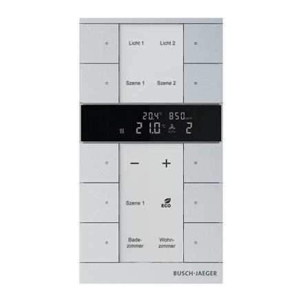 BUSCH-JAEGER SBC-F-10.0.11-83 f@h pushbutton sensor tenton | 10-fold, RTR, VOC, humidity | aluminum silver