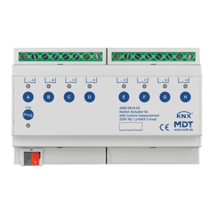 MDT AMS-0816.03 KNX switching actuator standard with current measurement v3 | 8-way