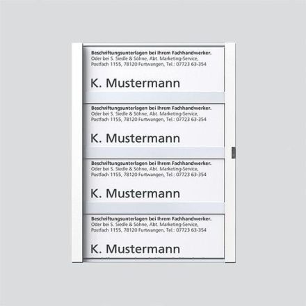 Siedle 200029798-00 Nameplate complete for TM 612-4/BTM 650-04 W white