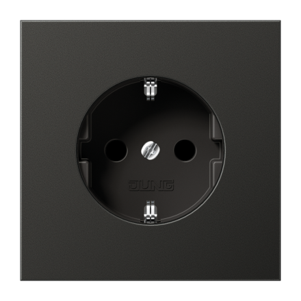 Jung AL1520NKIAN SCHUKO socket, 16 A 250 V ~, without claws, integrated increased contact protection, SAFETY+, painted aluminum, LS series, anthracite
