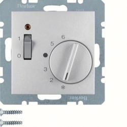 Berker 20301404 Temperature controller with opener, central piece, rocker switch and LED aluminum, matt Berker
