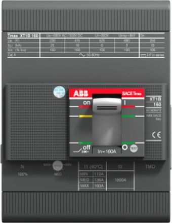 ABB Stotz-Kontakt XT1C 160 TMD 100-1000 4p FF, XT1C 160 TMD 100-1000 4P FF Compact circuit breaker Tmax XT1, 1SDA067406R0001