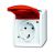 Busch-Jaeger 20 EW/DVN-53 SCHUKO® socket, with red hinged cover grey/blue-green