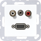 Jung MAA1072WW multimedia connection system Cinch audio / mini jack 3.5 mm / VGA, AS/A series, alpine white