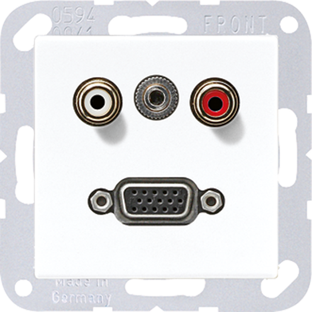 Jung MAA1072WW multimedia connection system Cinch audio / mini jack 3.5 mm / VGA, AS/A series, alpine white