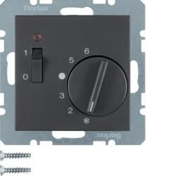 Berker 20301606 Temperature controller with opener, central piece, rocker switch and LED anthracite, matt