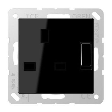 Jung A3171SW switchable socket, British Standard, 13 A 250 V ~, screw terminals BS 1363-1, 4 mm2, without claws, integrated increased contact protection, SAFETY+