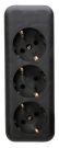 Kopp 120305001 3-way power strip without power cable, black