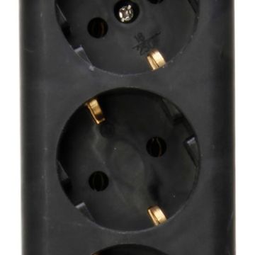Kopp 120305001 3-way power strip without power cable, black