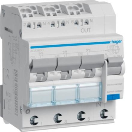 Hager ADZ366D FI/LS switch 1-pole+N 6kA C16A 0.03A A