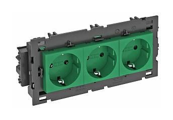 OBO Bettermann STD-D0C8 MZGN3 0° 3-way socket SCHUKO, 6120456