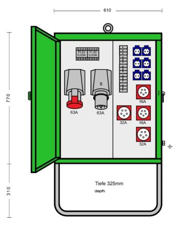 Elektra Tailfingen 183272 EV 63N/A/622-2 44 kVA with beige final distribution cabinet