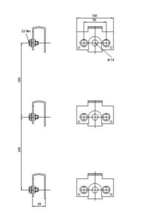 ABN f.2 strips NH00 185mm SAS distance double adapter (XTA22)
