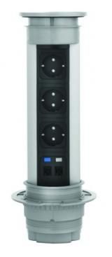 Kopp 939611010 VersaELITE aluminium 3-way + 2 RJ45 power strips