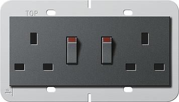 Gira 278328 double socket BS 13A KS switchable System 55 BS 80 Anthracite