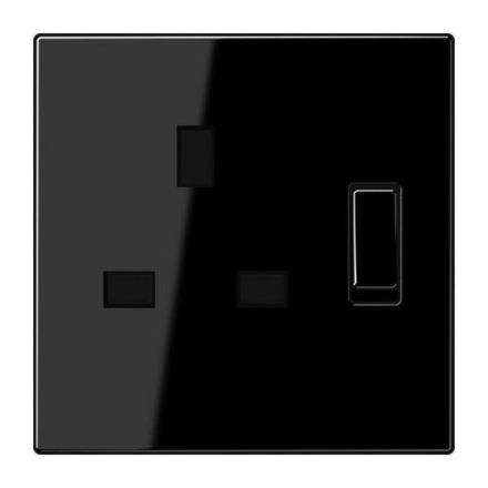 Jung LS3171SW switchable socket, British Standard, 13 A 250 V ~, screw terminals BS 1363-1, 4 mm2, without claws, integrated increased contact protection, SAFETY+