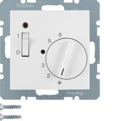 Berker 20301909 Temperature controller with breaker, central piece, rocker switch and LED polar white matt B