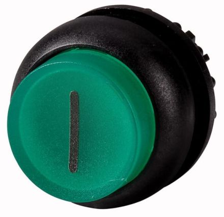 Eaton M22S-DRLH-G-X1 illuminated pushbutton, raised, green I, latching, 216809