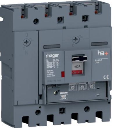 Hager HET101GR h3+ P250 4P4D 100A 70kA circuit breaker
