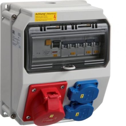 Hager ZAY15Z socket combination 1xCEE16A 2xSchuko 160x100x710