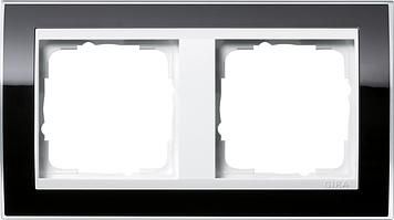 Gira 0212733 2-way cover frame for pure white Gira Event Clear Black