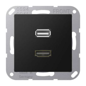 Jung MAA1163SWM multimedia connection system HDMI / USB 2.0, Series A, graphite black matt