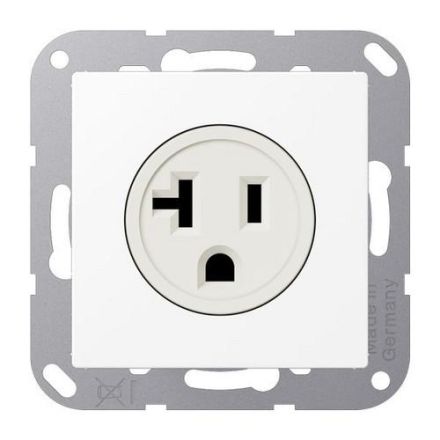 Jung A521-20WWM socket, US standard NEMA, 20 A 125 V ~, screw terminals, without claws, thermoplastic painted, series A, snow white matt