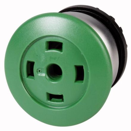 Eaton M22-DRP-GX mushroom pushbutton, green, without key plate, latching, 216765