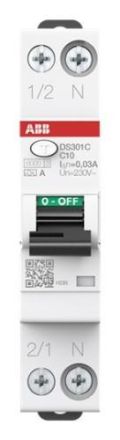ABB Stotz-Kontakt 2CSR255163R1104 DS301CA-C10A/0.03 6kA 1P+N FI/LS switch